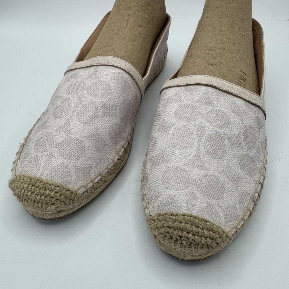 Coach Cream Espadrille Flats with Jute Soles
